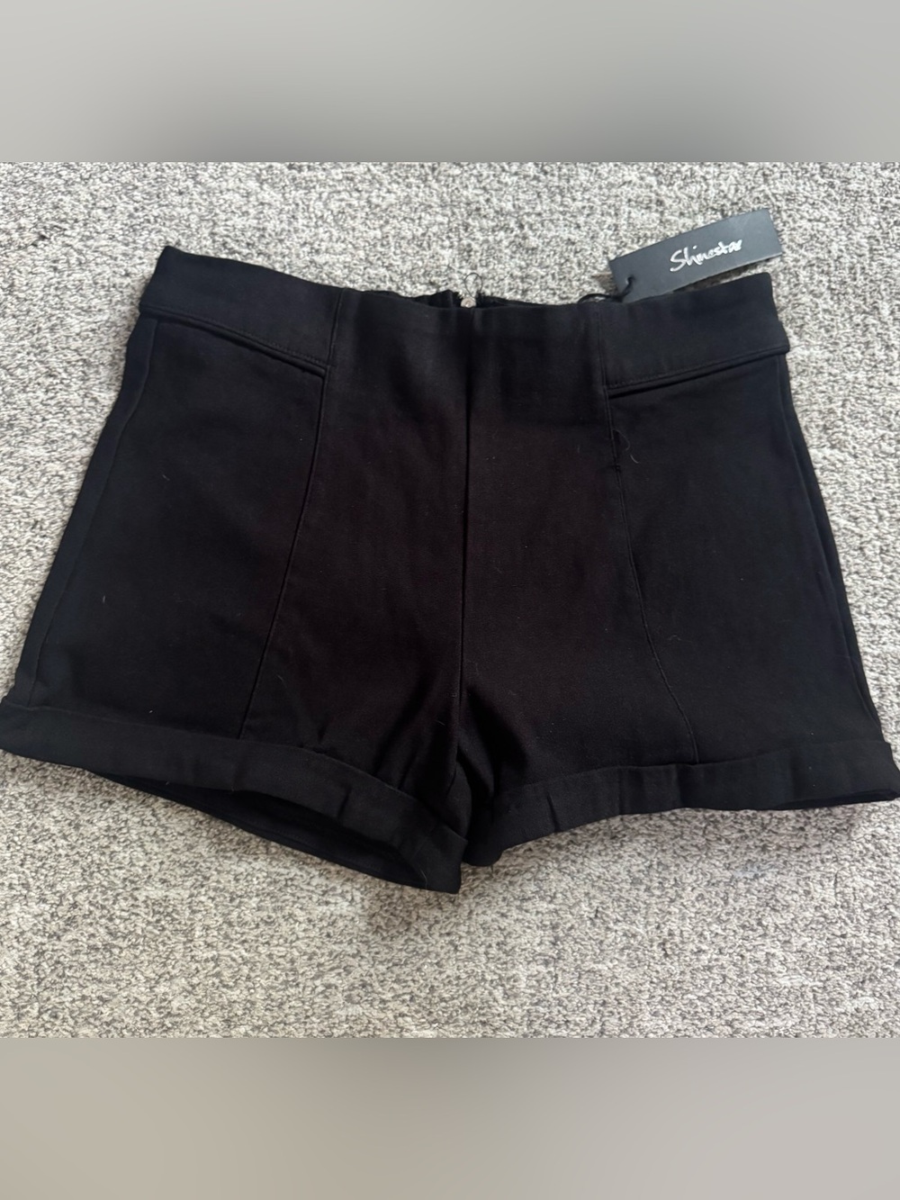 Black NWT Sz S High-Waist Tailored Women's stretch fitted cuffed Shorts w zipper